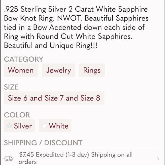 R-AS 925 Sterling Silver Filled Four Claw Ring Size 6 - Picture 13 of 14